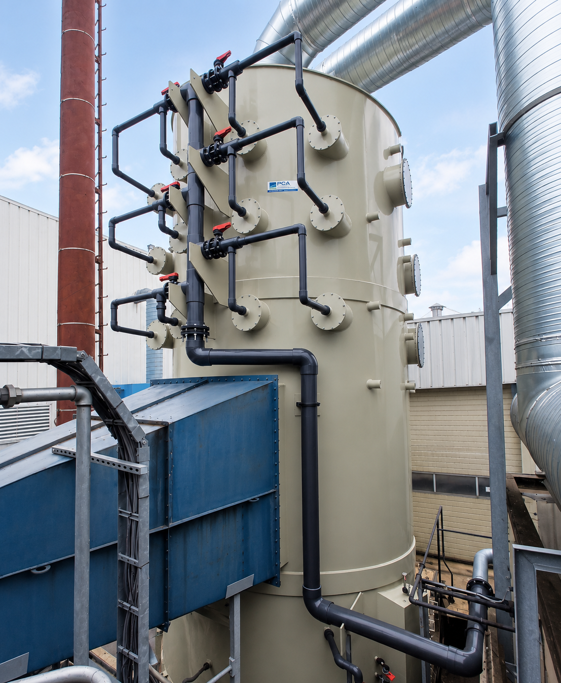 Industrial Gas Scrubber Tower in Daylight